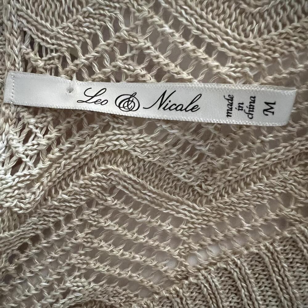 Leo & Nicole - Tan & cream knit cardigan with zigzag pattern, size M - Picture 2 of 4